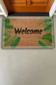 Valerine Life Beyaz Çerçeveli Palmiye Yaprakları Welcome Kapı Önü Paspası 45x70cm thumbnail 2