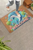 Valerine Life Sevimli Yunus Balığı ve Yıldızlı Welcome Kapı Önü Paspası 45x70cm thumbnail 1