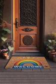 Valerine Life Emojili Gökkuşağı Welcome Kapı Önü Paspası 45x70cm - 7