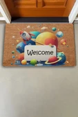 Valerine Life Gezegen ve Roket Temalı Welcome Kapı Önü Paspası 45x70cm thumbnail 2