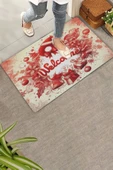 Valerine Life Kırmızı Noel Kapı Süsü Temalı Welcome Kapı Önü Paspası 45x70cm thumbnail 1
