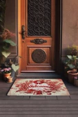 Valerine Life Kırmızı Noel Kapı Süsü Temalı Welcome Kapı Önü Paspası 45x70cm thumbnail 3