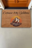 Valerine Life Gün Batımı ve Huzurlu Kuş Çifti Evimize Hoş Geldiniz Kapı Önü Paspası 45x70cm thumbnail 2