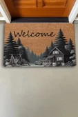 Valerine Life Orman Evi Temalı Çam Ağaçlı Welcome Kapı Önü Paspası 45x70cm thumbnail 2