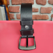 Erkek Spor Kemer 4,5 Cm. Düz Siyah Hakiki Deri (Vejetal Dana Derisi) Gvn-0056 - 2