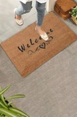 Valerine Life Kara Kalem Kalp Welcome Kapı Önü Paspası 45x70cm thumbnail 1