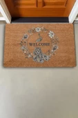 Valerine Life Tavus Kuşu ve Tüyleri Welcome Kapı Önü Paspası 45x70cm thumbnail 2