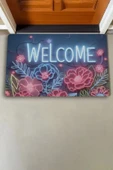 Valerine Life Neon Zambak Çiçekleri Welcome Kapı Önü Paspası 45x70cm thumbnail 2