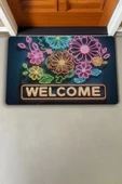 Valerine Life Neon Papatya Çiçekleri Welcome Kapı Önü Paspası 45x70cm - 2