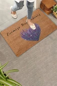 Valerine Life Kalpli Lavanta Evimize Hoş Geldiniz Welcome Kapı Önü Paspası 45x70cm thumbnail 3