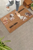 Valerine Life Yavru Köpekler Hoş Geldiniz ve Güle Güle Kapı Önü Paspası 45x70cm thumbnail 1