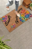 Valerine Life Mandala Turuncu Kırmızı Evimize Hoş Geldiniz Kapı Önü Paspası 45x70cm thumbnail 1