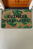 Valerine Life Yeşil Palmiye Yaprakları Evimize Hoş Geldiniz Kapı Önü Paspası 45x70cm thumbnail 2