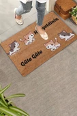 Valerine Life Sarı Siyah Yavru Kediler Hoş Geldiniz ve Güle Güle Kapı Önü Paspası 45x70cm thumbnail 1