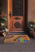 Valerine Life Mandala Turuncu Kırmızı Evimize Hoş Geldiniz Kapı Önü Paspası 45x70cm thumbnail 3