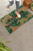 Valerine Life Yeşil Palmiye Yaprakları Evimize Hoş Geldiniz Kapı Önü Paspası 45x70cm thumbnail 1