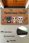 Valerine Life Sevimli Siyah Sarı Beyaz Yavru Kediler Patilerinizi Silin Kapı Önü Paspası 45x70cm thumbnail 2