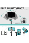 2.1 Metre Tripod – 3in1 360° Döner Başlıklı Telefon Tutucu, Ring Light ve Stüdyo Lamba Ayağı Stand - 4