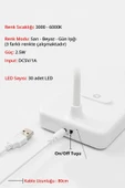 Şarjlı Dokunmatik Masa Lambası – USB Kablolu, 3 Renk Işık, Dimmer Ayarlı 30 LED Okuma ve Çalışma Işığı - 3