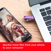SanDisk Ultra Dual Drive Go 256GB SDDDC3-256G-G46L USB & Type-C Flash Bellek Lavanta - 4