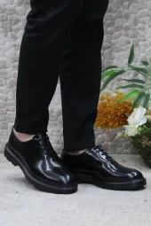 Mehmet Mete 2744 Siyah Açma İç Ve Dış Hakiki Deri Kalın Taban Erkek Ayakkabı thumbnail 2