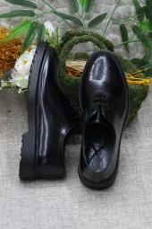 Mehmet Mete 2744 Siyah Açma İç Ve Dış Hakiki Deri Kalın Taban Erkek Ayakkabı thumbnail 6