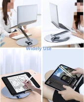 360° Dönerli Metal Ayarlanabilir Katlanır Laptop Tablet Standı Yükseltici Notebook MacBook Tutucu - 7