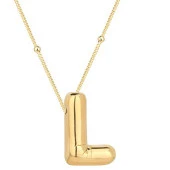 925 Ayar Gümüş Gold Balon L Harfi Kadın Kolye - 1