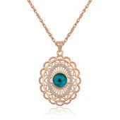 ​925 Ayar Gümüş Rose Oval Nazar Kolye - 2