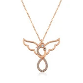 925 Ayar Gümüş Rose Melek Anne Ve Çocuk Kolye thumbnail 5