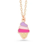 925 Ayar Gümüş Rose Renkli Dondurma Kadın kolye thumbnail 1
