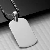 925 Ayar Gümüş Kare Plaka Kolye - 1