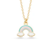 925 Ayar Gümüş Gold Gökkuşağı Kadın Kolye thumbnail 2