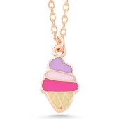 925 Ayar Gümüş Rose Renkli Dondurma Kadın kolye thumbnail 3