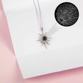 925 Ayar Gümüş 100 Dilde Seni Seviyorum Kutup Yıldızı Kadın Kolye - 1