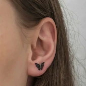 Gümüş Siyah Kelebek Küpe thumbnail 2