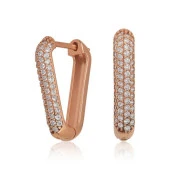 Gümüş Rose Beyaz Taşlı Üçgen Küpe thumbnail 1