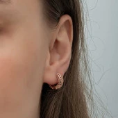 Gümüş Rose Petek Desenli Halka Kadın Küpe - 2