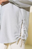 Yandan Büzgülü Çizgili Gömlek Gri thumbnail 4