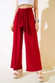 Beli Kuşaklı Salaş Pantolon Kırmızı thumbnail 1