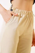 Bel Ve Paça Lastikli Paraşüt Pantolon Bej thumbnail 4