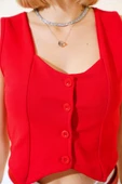 Düğmeli Kruvaze Yelek Kırmızı thumbnail 4