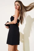 Kemerli Mini Elbise Siyah thumbnail 2