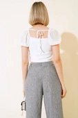 Fermuarlı Ottoman Bluz Beyaz thumbnail 3