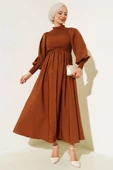 Önü Gipeli Elbise Kahve thumbnail 1