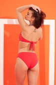 Kırmızı Sırttan Bağlamalı Straplez Tek Üst Bikini - 3
