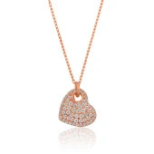 Gümüş Rose Kalp Bayan Kolye - 1