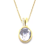 Altın Kaplama Yuvarlak Zirkon Taşlı Kolye KLY-522 thumbnail 1