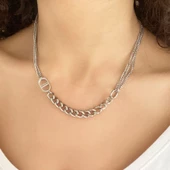 Çelik Kolye, Paslanmaz Çelik Kadın Kolye, Zincir Model KLY-349 thumbnail 2