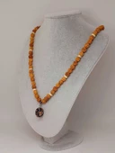 Rodonit Taşlı Rudraksha Tohum Kolye Dolama Bileklik 8mm (49708) thumbnail 1